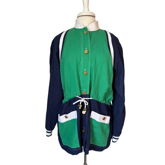 New Joyce Sportswear Vtg Women's 10 Kelly Green Colorblock Sport Anorak Jacket - Picture 2 of 11